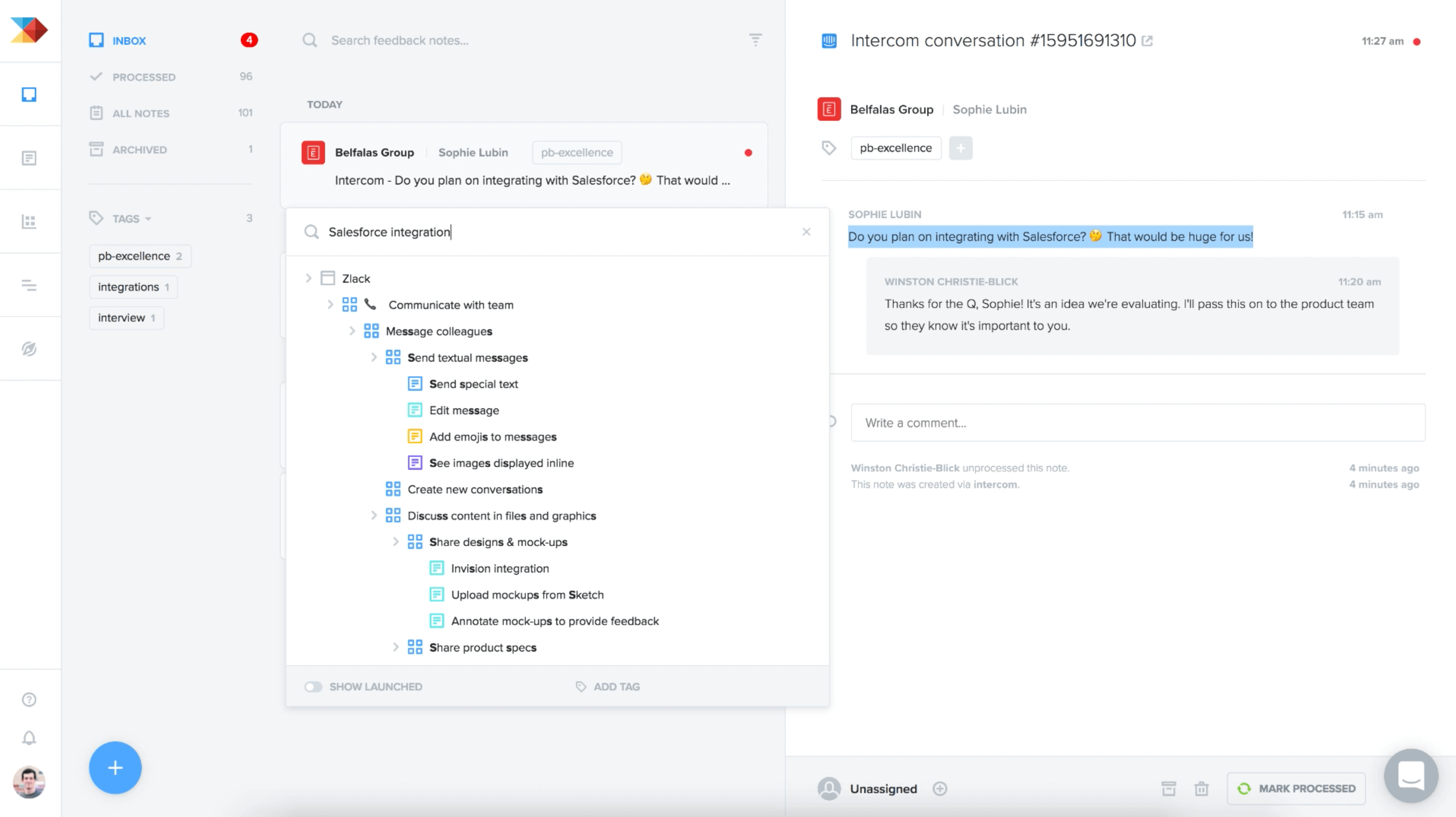 Link user insights to related user needs and feature ideas
