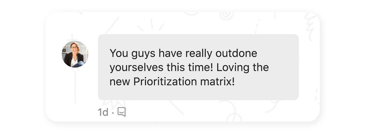Positive feedback from a customer