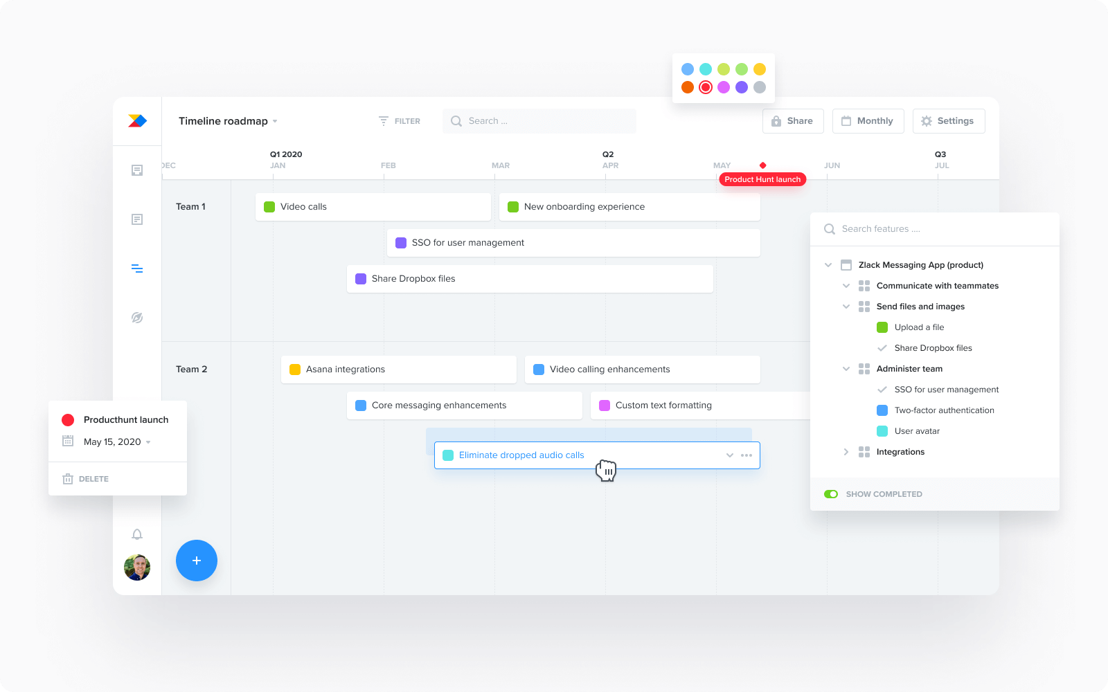 roadmap example: features timeline roadmap