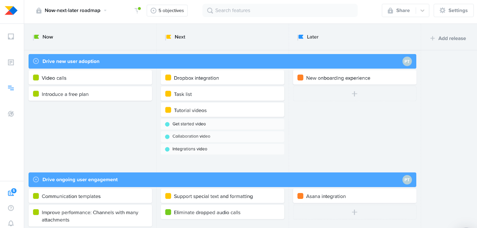 now-next-later roadmap example