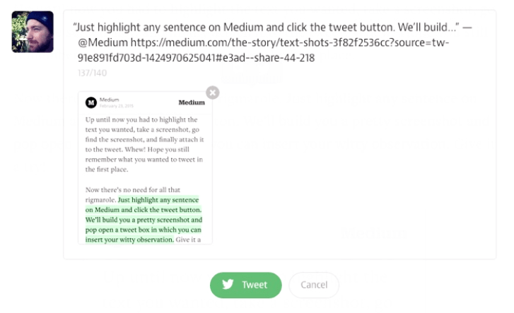 Medium Highlights Tweet Text Shots