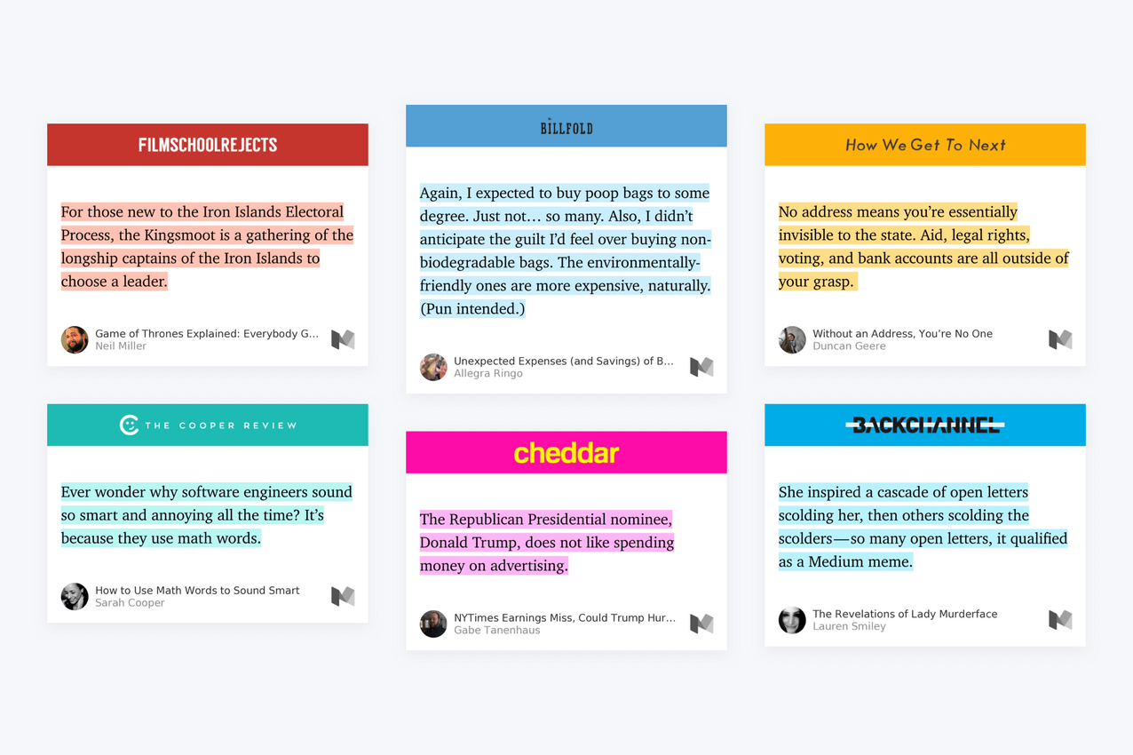 Medium Highlights publishing colors