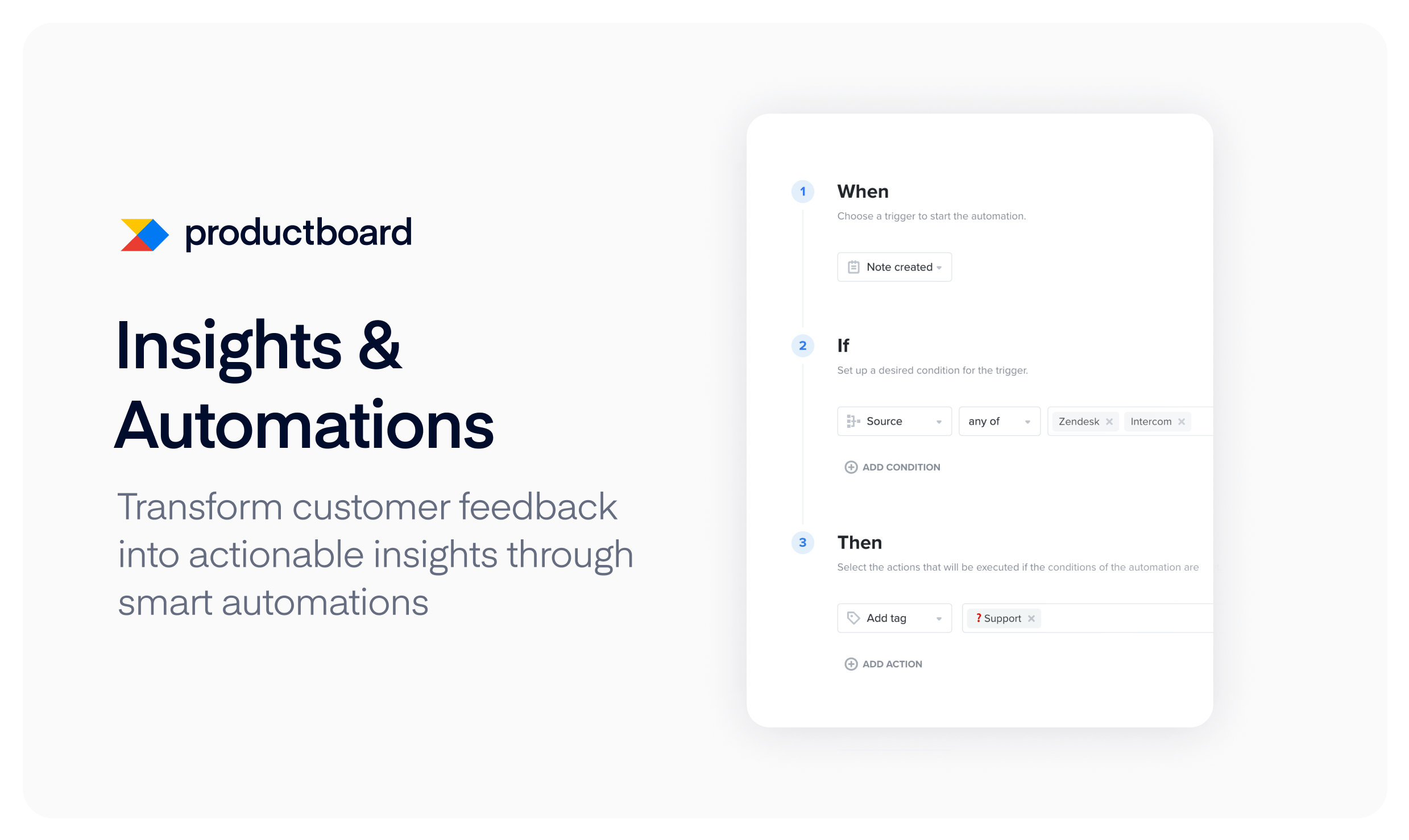 Easily transform customer feedback into actionable insights through smart automations