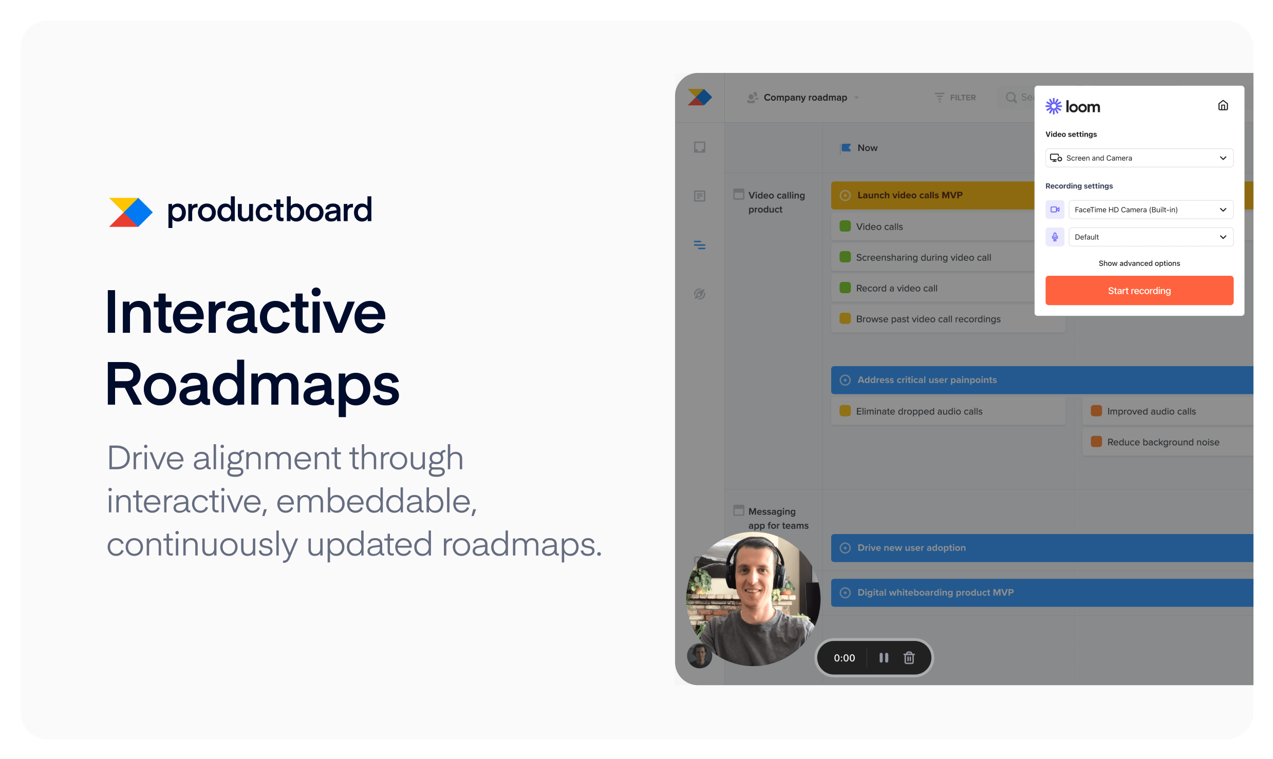 Drive alignment through interactive, embeddable, continuously updated roadmaps