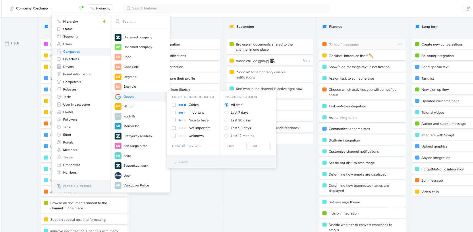 Screenshot of Productboard