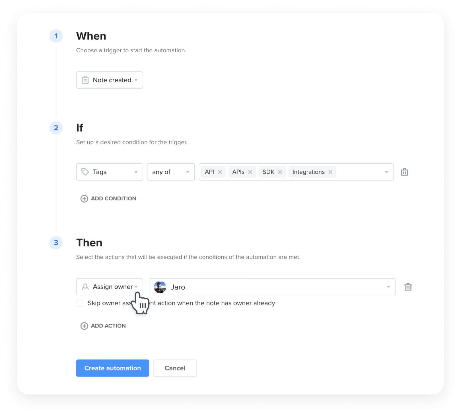 Create rule-based automations to streamline product processes