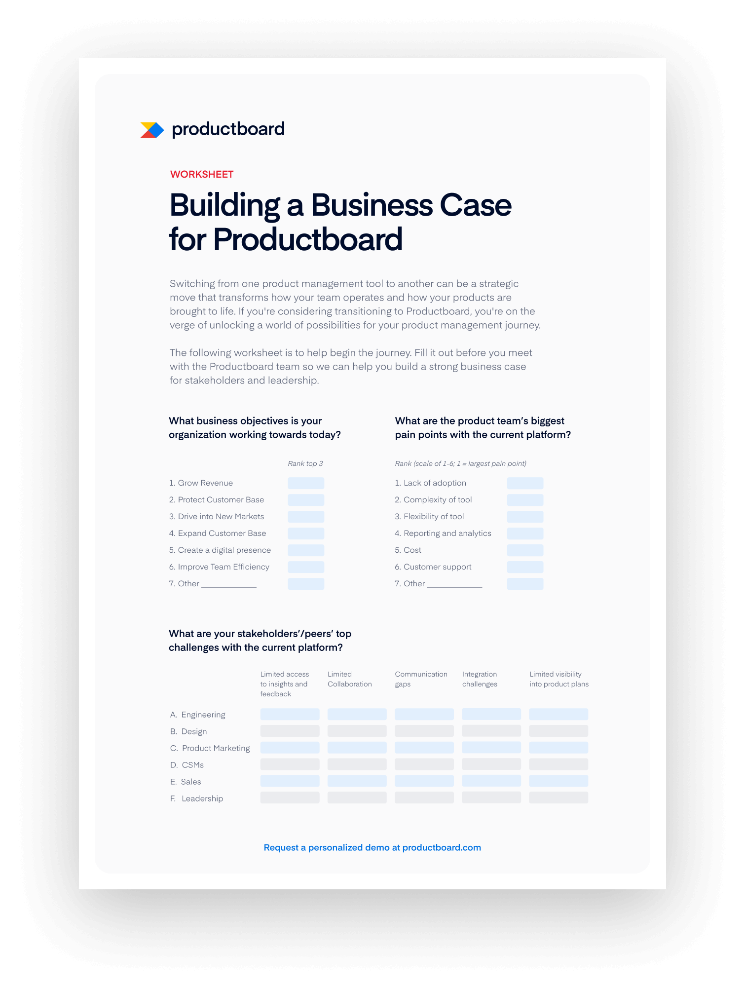 Building a Business Case for Productboard page