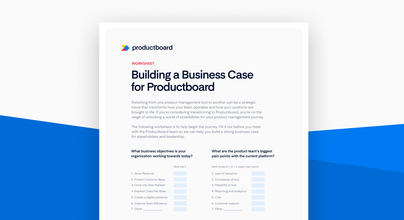 Worksheet: Building a Business Case for Productboard