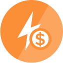 Strategic Product Planning Icon Orange Lightning Dollar