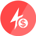 Data Driven Prioritization Use Case Icon Red Lightning Bolt Dollar